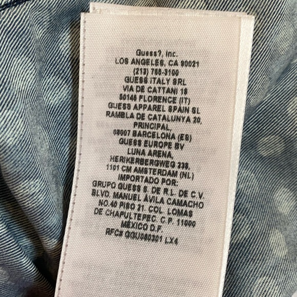 Guess Polka Dot Pearl Snap Button Front Denim Shirt SM Coastal Cowgirl Western - Picture 10 of 16